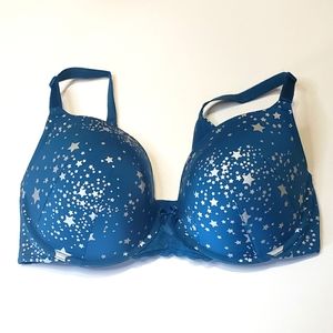 Torrid Blue Stars 360 Back Smoothing Push Up Bra 38DD